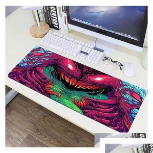 Muismatten Polssteunen 80X30Cm Xl Lockedge Grote Gaming Pad Computer Gamer Toetsenbord Mat Hyper Beast Bureau mousepad Voor Pc Drop Deli Dhfkv