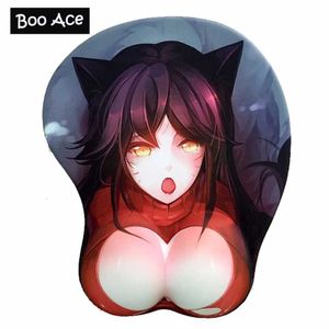 Poussions de souris poignets Rests Ahri Rivan Taric Design Anime 3D Oppai Mouse Pad Rest Y240423