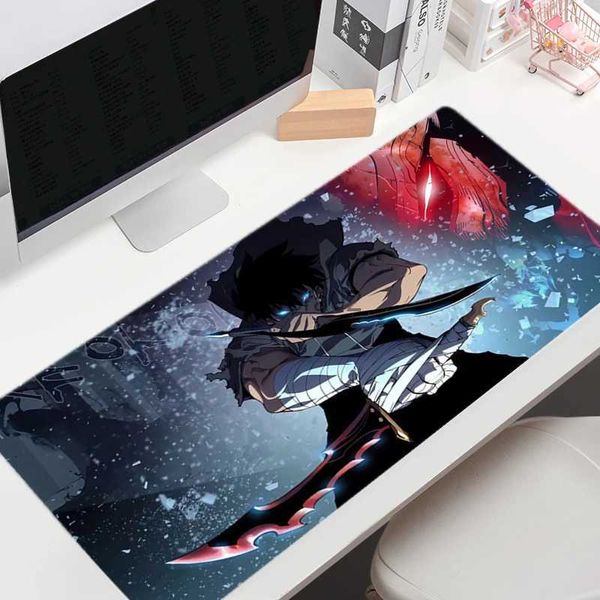 Tapis de souris Repose-poignets Anime Tapis de souris Gamer Solo Leveling Grand tapis de souris de jeu Anti-dérapant Clavier Tapis de souris Bureau Ordinateur Table Tapis de bureau Tapis YQ231117