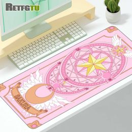 Muisblokken Pols Rests Anime Mouse pad Magic Moon Sakura Gamer Mousepad Leuke bureau Mat Wasbare grote gaming muismat vergrendeling rand toetsenbord bureaubussen T230215