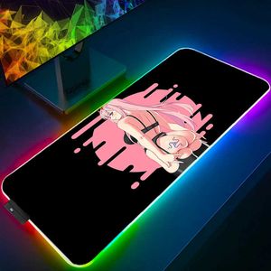 Tapis de souris Repose-poignets Tapis de souris Anime PC Gamer RGB ordinateur portable LED clavier tapis de souris XXL lumineux grand tapis de souris zéro deux clavier tapis de bureau T230215