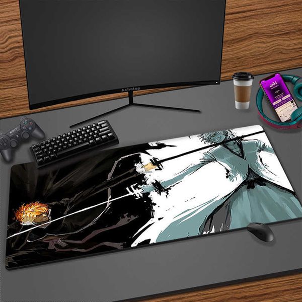 Mouse Pads Reposamuñecas Anime Mousepad XXL Bleach Mouse Pad Kurosaki Ichigo Computadora grande Mause Mat Rubber Manga Deskmat 40x90 50x100CM Big Laptop Mats T230215