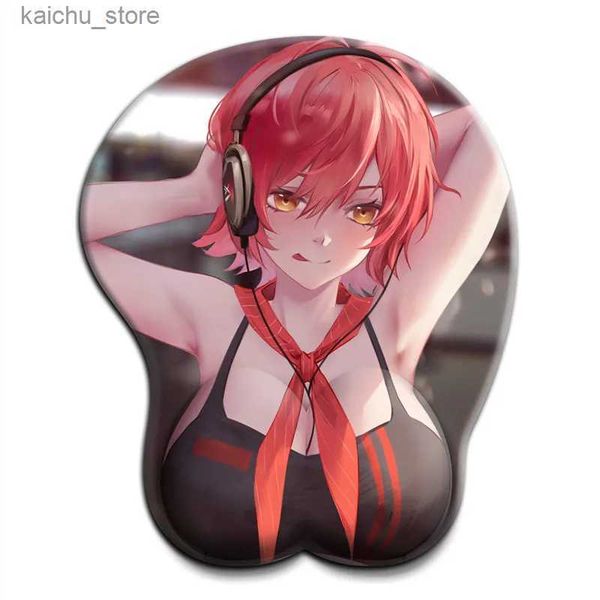 Ratón de ratón Muñeca RESTS ARKNIGHTS 3D Tetas 3D Pad, ratón Exusiai Kawaii Anime Sexy Ark Mousepad con muñeca 3D Big Oppai Silicone Gel Desk Mat Y240419