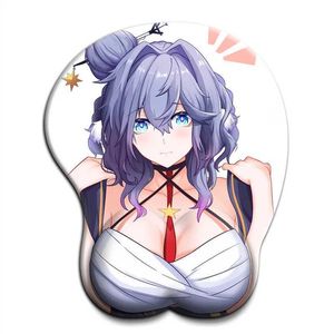 Poussions de souris poignet repose des arknights Astesia 3d seins de souris pad kawaii anime arche sexy ark mouspad avec poignet 3d gros obstacle de bureau de gel silicone y240423