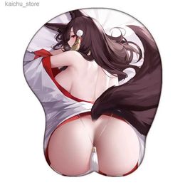 Muisblokken Pols Rustt Big Ass Azur Lane Amagi Gaming Anime 3D Mouse Pad enorme kont schattig manga pad met polssteun siliconen gel gaming muis pad y240419