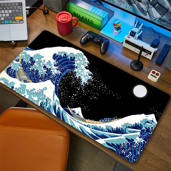 Tapis de souris Repose-poignets Tapis de bureau noir et blanc Tapis de jeu Grand tapis de souris Gamer PC Accessoires XXL Clavier d'ordinateur DeskPad Anime Run 230927