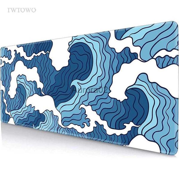 Tapis de souris Repose-poignets Tapis de souris Blue Waves Gamer XL personnalisé grand nouveau tapis de souris XXL tapis de bureau tapis de bureau en caoutchouc naturel doux tapis de souris pour ordinateur portable YQ231117