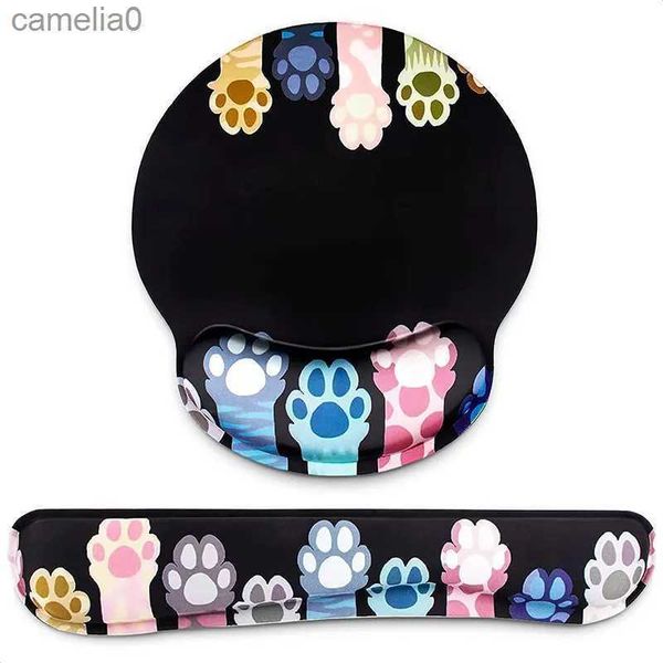 Moda de ratones Muñeca Muñeca Claws Claws de gato coloridas Teclado ergonómico Memoria de espuma de algodón Oficina de juegos Mousepad para la pulsera de pulsera231221