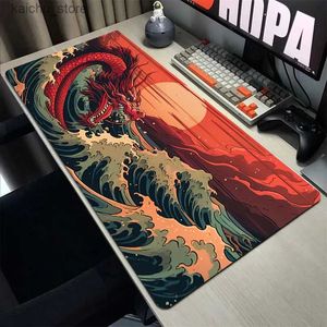 Muisblokken Pols Rustt Computer Gaming Mouse Pad XXL Mouse Pad Anime Dragon Desk Pad Large Gaming Mat Bottom Non-Slip Rubber Stitched Randen Y240419