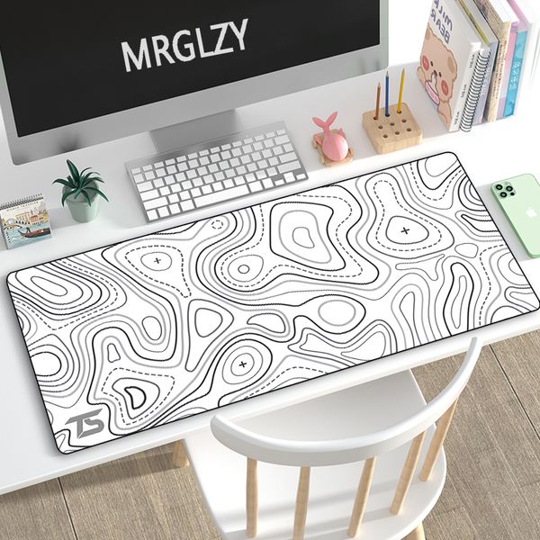 Tapis de souris Repose-poignets Contour Map Gaming Pad Company Noir Blanc Tapis de souris Tapis 900X400 Clavier en caoutchouc Tapis de bureau Kawaii Grand pour ordinateur portable 230712