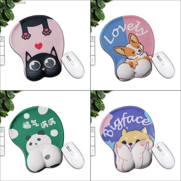 Poussions de souris Le poignet repose mignon Corgi Dog 3D PAUT MONDE ERGONOMIQUE SIFE SILICON GEL MAISEPAD AVEC AVEC SOUTIEN MATE DE MONDE POUR FILLES GIFE Y240419