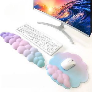 Tapis de souris Repose-poignets Mignon Nuage Dégradé Rebond Lent Pad Clavier Support Ensemble PC Gaming Ordinateur Portable Ergonomique Accessoires De Bureau 231030