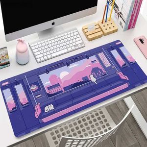 Muisblokken Pols Rusts schattig Japan Cat Mouse Pad Large Gamer Mouspad Deskmat Computer Gaming Accessories Art Tapijt 900x400 Play Mats Anime Office Matl231221