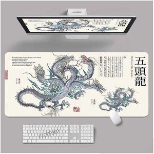 Tapis de souris Repose-poignets Dragon Element Oriental Legend Tapis de souris de jeu 40 x 90 cm Grand tapis de souris Gamer en caoutchouc XXXL Mat Company Desk Pad D DH04I