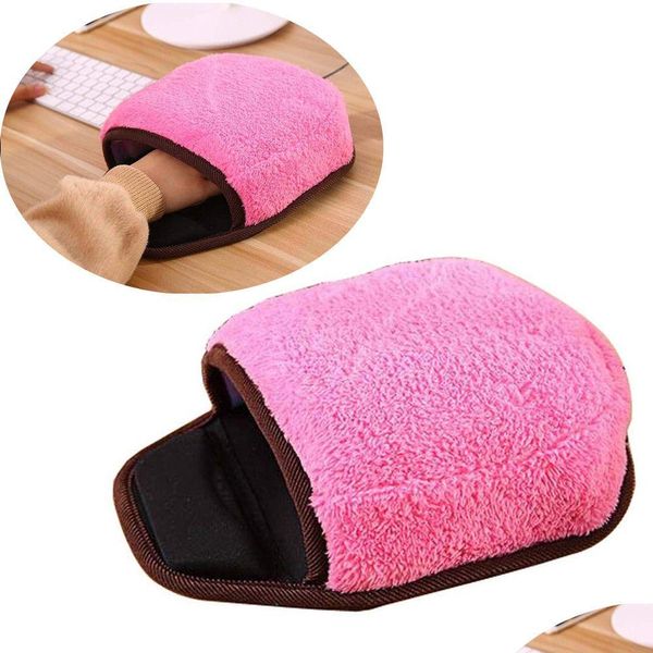 Alfombrillas para mouse Reposamuñecas Epacket Almohadilla térmica USB con protector Calentador de manos Invierno Rosa Entrega de gotas Computadoras Redes Teclados Ratones Dhuva