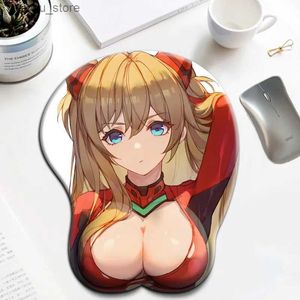 Mouse Pads poignet Rests Eva Oppai Anime Kawaii Desk Pad Souryuu Asuka Langley Sexy Boobs Mousepad avec poignet Rest 3D Big Butt Gaming Mouse Pad Y240419