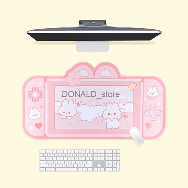 Ratones de ratón Muñeco de muñeca Extra Kawaii Gaming Mouse Pad, lindo rosa sakura Bunny XXL Mat de escritorio a prueba de agua Accesorios de escritorio para computadora portátil J231215