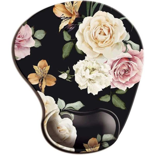 Poussions de souris Le poignet repose des fleurs PAD MOUSE ERGONOMIQUE avec support de poigne