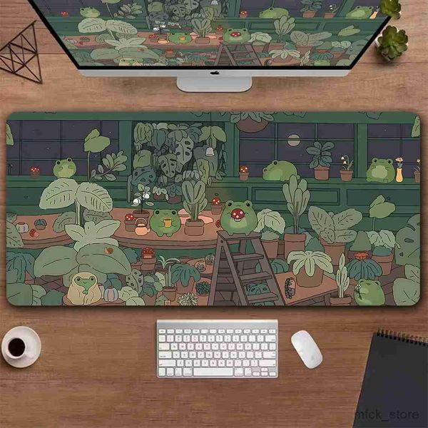 Tapis de souris repose-poignet grenouilles tapis de bureau grand tapis de souris de jeu mignon tapis de souris Anime plante Nature vert étendu tapis de bureau R230830