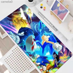 Poussions de souris poignets Rests Gaming Mouse PAD Appliquer pour Anime Sonic Large Mouse Pad xxl PC Gamer Computer Mouse Mat Ordink Kat Magon Coule Rubber Mouse Padl231221