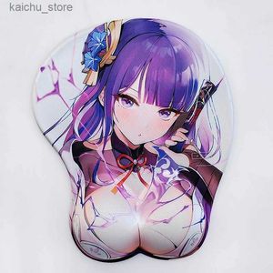 Muisblokken Pols Rests Genshin Impact 3D Pols Rest Mouse Pad Mat Game Silica Gel Raiden Shogun Sexy Anime Girl Oppai Hip Butt Boob MousePad Computer Y240419