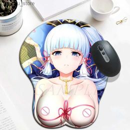 Mouse Pads poignet repose genshin impact kamisato ayaka seins cul mutepad grand joueur sexy anime mignon repos gel gel mat 3d oppai souris pad y240419