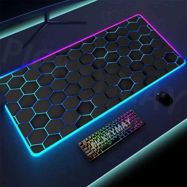 Ratones de ratones Muñecas para la muñeca Geometría Gaming Gaming Gaming Mousepad Alfombra RGB Gamer Mousepads Matina de goma de ratón LED LED