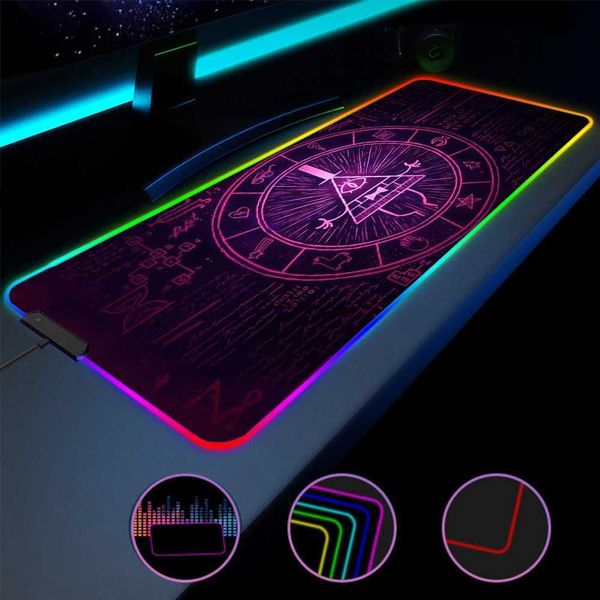 Alfombrillas para ratón Reposamuñecas Gravity Fall Large RGB LGB Mouse Pad Accesorios para PC Retroiluminación Mousepad Xxl Gaming Desk Mat Kawaii Anime Cute Gamer Keyboard Pads YQ231117