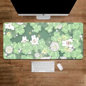 Poussions de souris poignet repose un pad de souris vert mignon floral grande taille overlock Mousepad mignon accessoires de jeu kawaii tapis de souris tapis de bureau de dessin animé