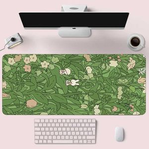 Tapis de souris Repose-poignets Green Plant Gaming Mousepad Grande Clavier Bureau Grand Mouse Pad Gamer Caoutchouc Ordinateur Portable Ordinateur Portable Anti-Slip Desk Mat T230215