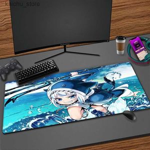 Muisblokken Pols Rustt Hololive Gawr Gura Anime Mouse Pad Gaming Accessories Computer Grote Kawaii MousePad Gamer Rubber tapijt Leuke Play Desk Mat XXL Y240419