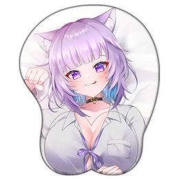 Poussions de souris poignet repose hololive sexy oppai Mousepad nekomata okuu mignon seins souris pad silice gel poignet repos anime 3d gamer y240423