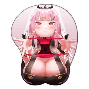 Poussions de souris poignets repose Hololive Sexy Oppai Mousepad Mori Calliope Cute Oppai Mouse Pad Silica Gel Rest Reste Anime 3D Gamer Y240423