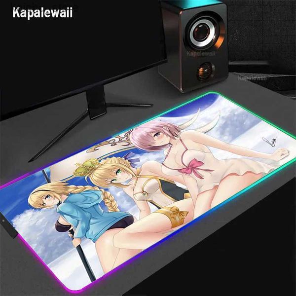 Poussions de souris poignet repose une fille sexy chaude grand joueur RVB Mousepad Big Ass Clavier Mause MAT XXXL MAISE MATIEN 100X50CM PAD PAD LED LED BURIS Y240419