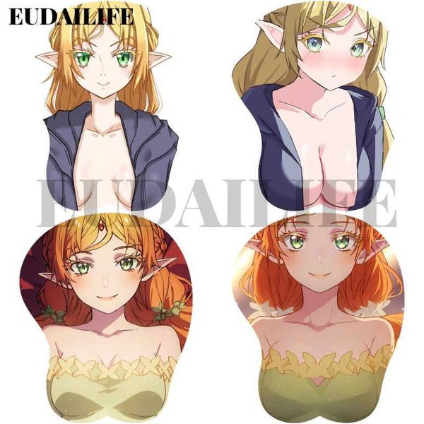 Pads de souris poignet repose iSekai ojisan tsundere elf sui elga 3d Mousepad Hand Trip Rest Mouse Pad Mousepad Silicone Oppai Soft Mouse Mat Office Office Y240423