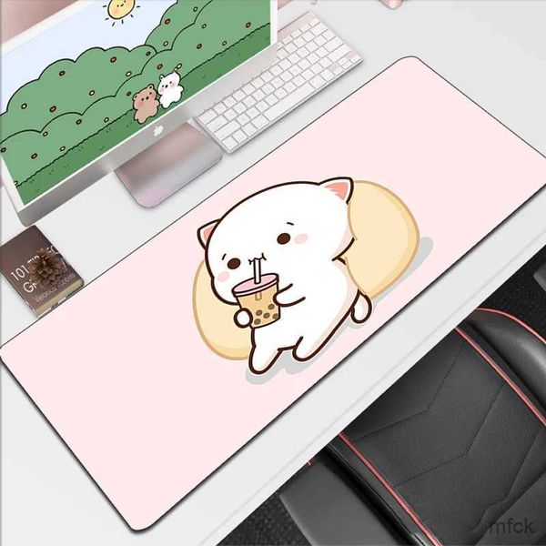 Pads de souris poignet repose kawaii pad de souris 900 400 pêche mochi chat tab tap-pc accessoires de jeu boursier armoire de joueur boursier keyca Mauusepad tapis