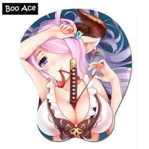 Pads de ratón Muñeca Muñeca Kerasu Anime 3D Pad, tetas blandas de juego Mousepad con reposo en la muñeca Silicona rellena la tela 2way Y240423