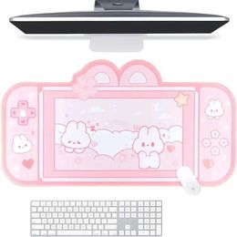 Pads de souris Le poignet repose Kitty Mouse Pad Desktop Pad Ns Ns Switch Keyboard Game xxl grand coussin Rabbit Pad Pink Kawaii Mignon animé de bureau animé Protecteur J240510