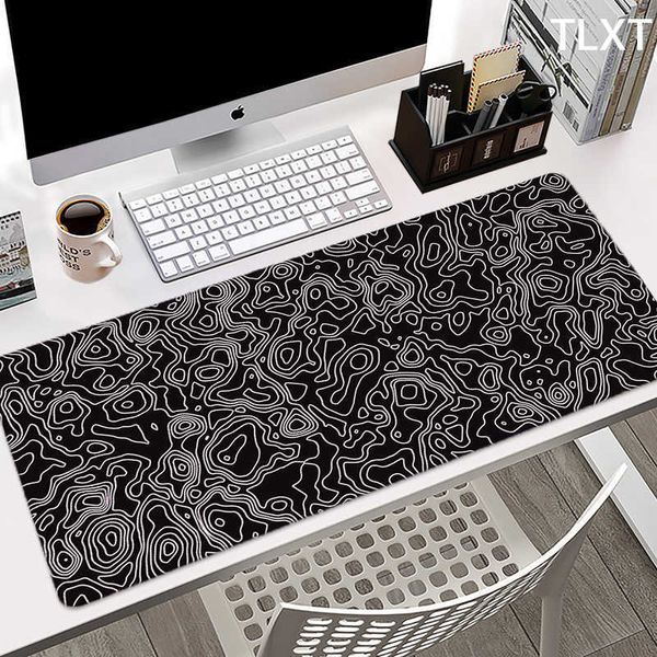 Tapis de souris Repose-poignets Grand tapis de souris de jeu noir blanc XXL Tapis de souris Pc Gamer Tapis de souris 90x40CM Tapis de bureau Mausepad Clavier Tapis de table Ordinateur Deskpad T230215