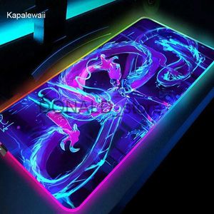 Tapis de souris Repose-poignets League of Legend 900X400mm RVB Tapis de souris Anime Gaming Tapis de souris LED Tapis de souris Accessoires de joueur Tapis de souris PC Tapis de bureau rétro-éclairé J231215