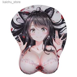 Pads de souris poignet Rests League of Legends Sexy Ahri Vtuber Big Breast Gaming Anime 3D PAD MONDE MINGA MANGA PAD avec poignet Oppai Silicone Gel Boobs Mat Y240419