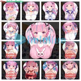 Ratio de ratones Muñecas de muñeca Minato Aqua Sexy 3d Mousepad Hololive Vtuber Muñeco de muñeca Ratón Mousepad Silicona Pecho Oppai Mat de ratón suave Otaku Regalo Y240423