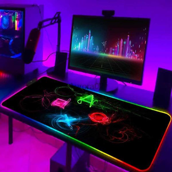 Tapis de souris Repose-poignets tapis de souris avec rétro-éclairage tapis de bureau Anime tapis de souris PS4 Gamer bureau ordinateur tapis de souris 900 400 jeu Pc Gamer complet LED tapis bricolage tapis YQ231117