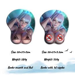 Poussions de souris poignet repose NSFW 3D Nipples hentai lucy anime nude pad de souris sexy avec le poignet gros obstacle en silicone Gel Mousepad Y240423