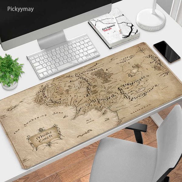 Tapis de souris Repose-poignets Old Map Deskmat Populaire Grand tapis de souris 900x400 Deskpad Computer Mousepad XXL Caoutchouc 4mm PC Table Mat Locking Edge Dropshipping T230215