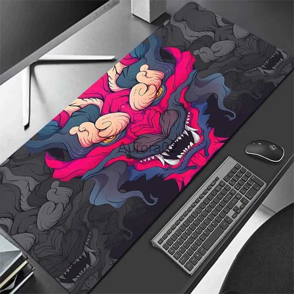 Tapis de souris Repose-poignets Oni Grand tapis de souris de jeu japonais noir Table tapis de bureau grand tapis de souris Gamer XXL 90x40 tapis clavier tapis de souris société 100x50 YQ231117