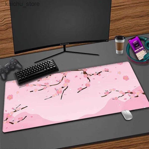 Ratones de ratón Muñeco de muñeca RESTACIONES Pink Cherry Blossoms Mousepad XXL COMPUTADORA 300X800 GRAND PC MOUSE PAD ART SAKURA MAUSA ACCESORIOS DE OFICINA DE LA RUG