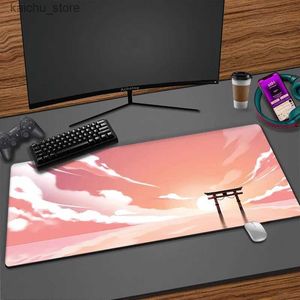 Poussions de souris Le poignet repose des nuages de ciel rose jeu de souris jeu de souris Mousepad Gamer Clave