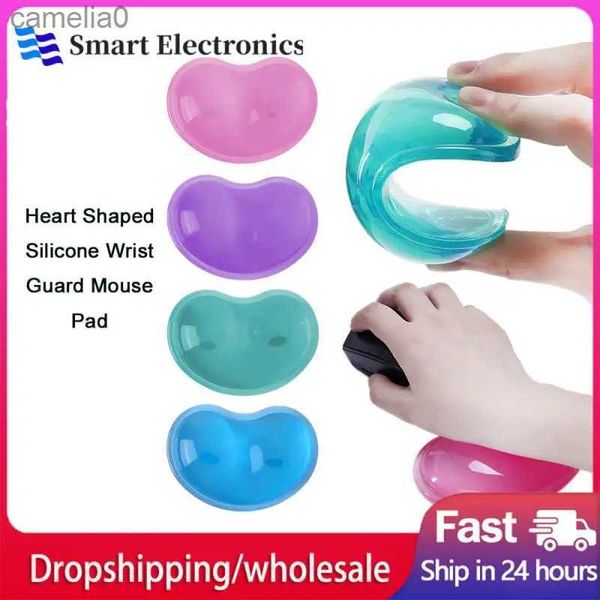 Poussinets de souris Le poignet repose de qualité 3D silicone transparent en forme de cœur en forme de cœur PAD CONFORT GEL MAINE