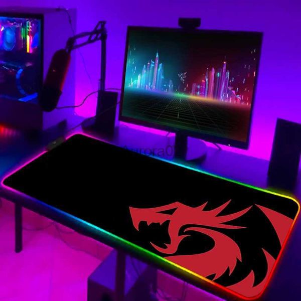 Alfombrillas para ratón Reposamuñecas Redragon Accesorios para portátiles Gamer RGB Mouse Pad Deskmat Teclado Mat Gaming Laptops LED Mousepad Protector de escritorio Anime Mause Mats YQ231117